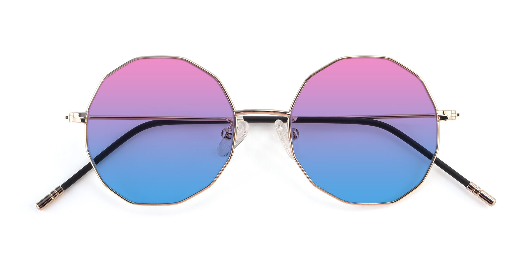 Folded Front of Dreamer in Gold with Pink / Blue Gradient Lenses