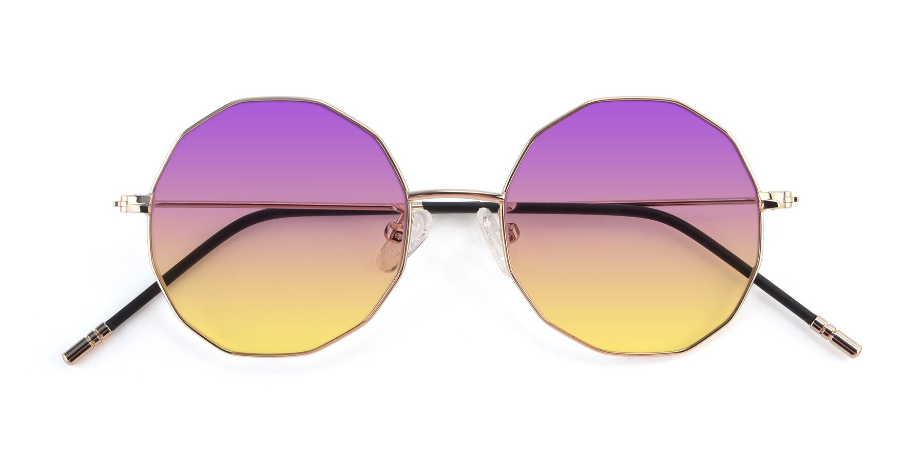 Folded Front of Dreamer in Gold with Purple / Yellow Gradient Lenses
