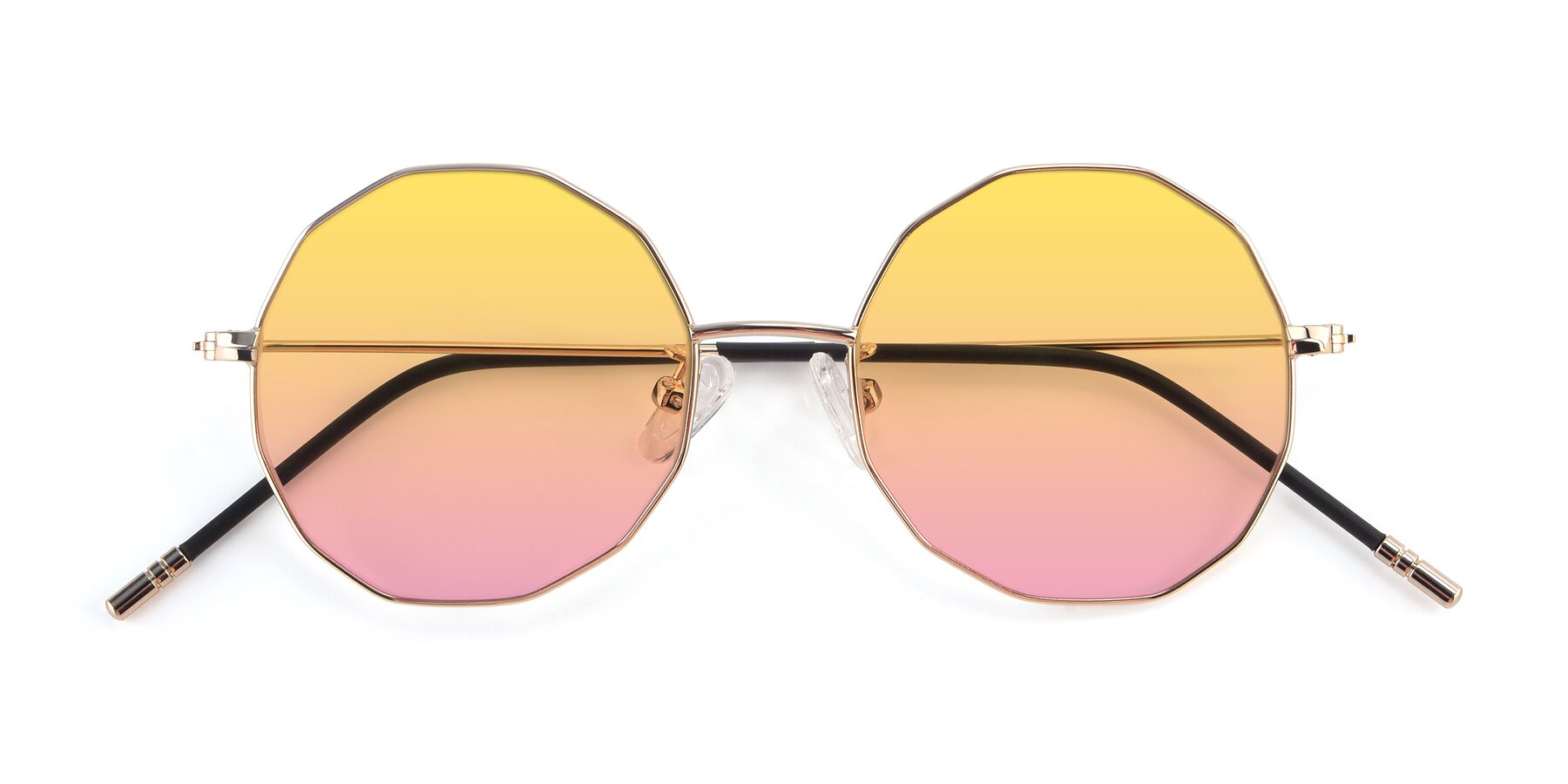 Folded Front of Dreamer in Gold with Yellow / Pink Gradient Lenses