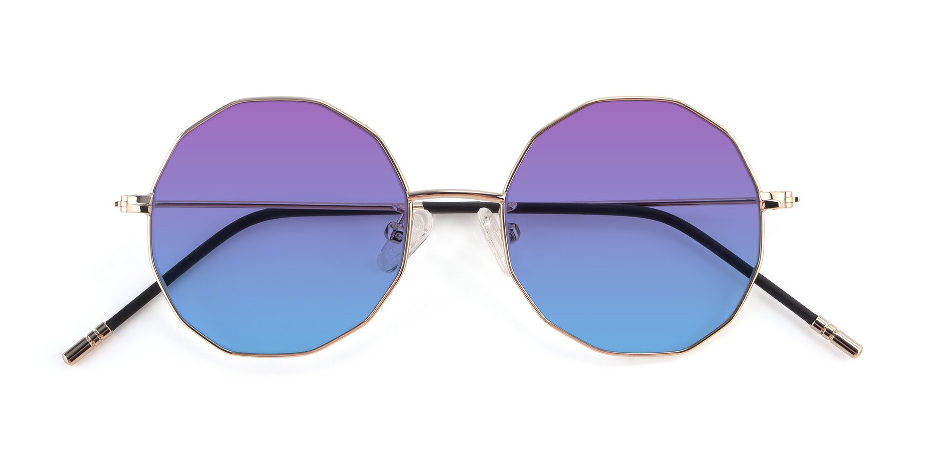 Folded Front of Dreamer in Gold with Purple / Blue Gradient Lenses