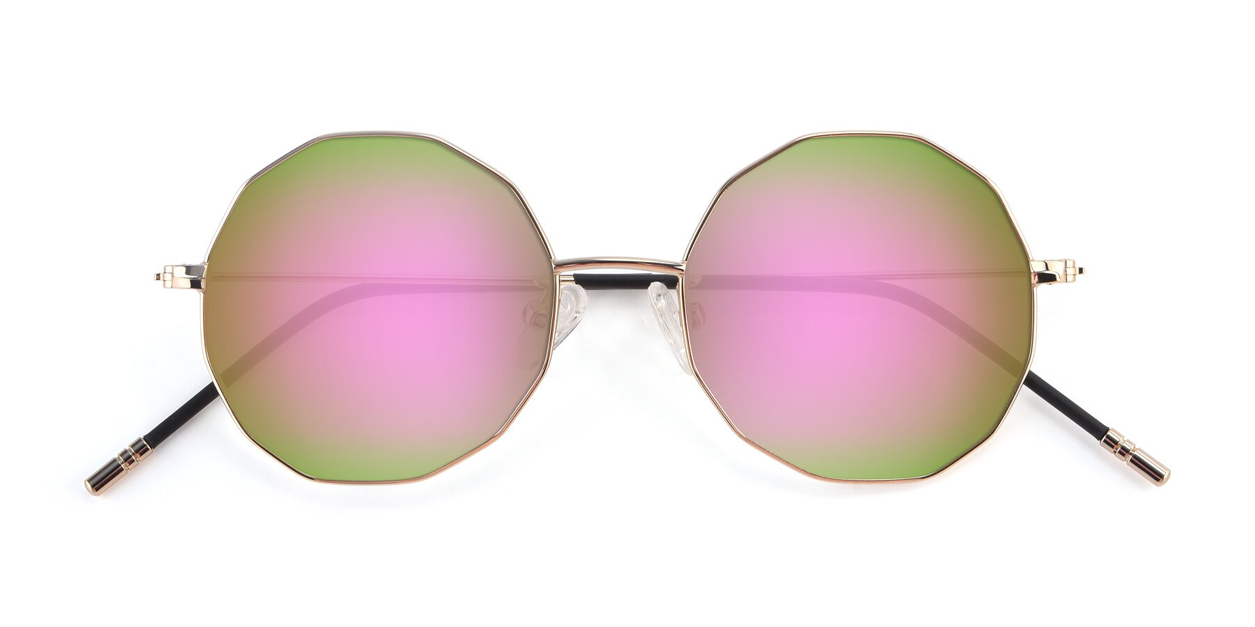 Folded Front of Dreamer in Gold with Pink Mirrored Lenses