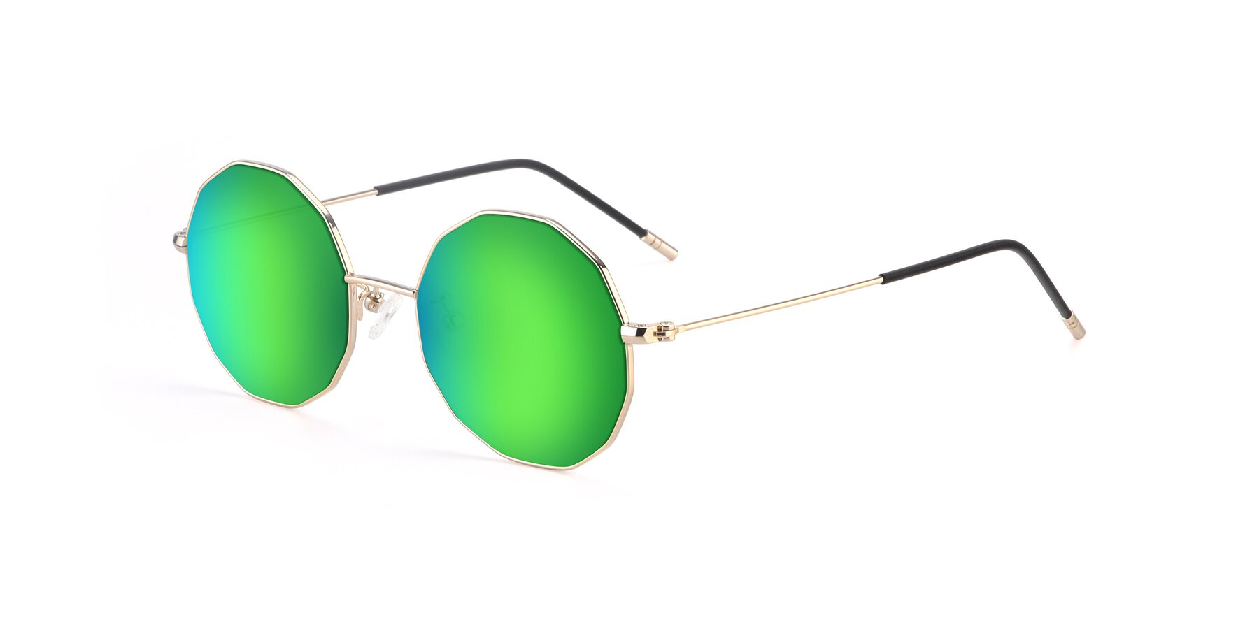 Angle of Dreamer in Gold with Green Mirrored Lenses