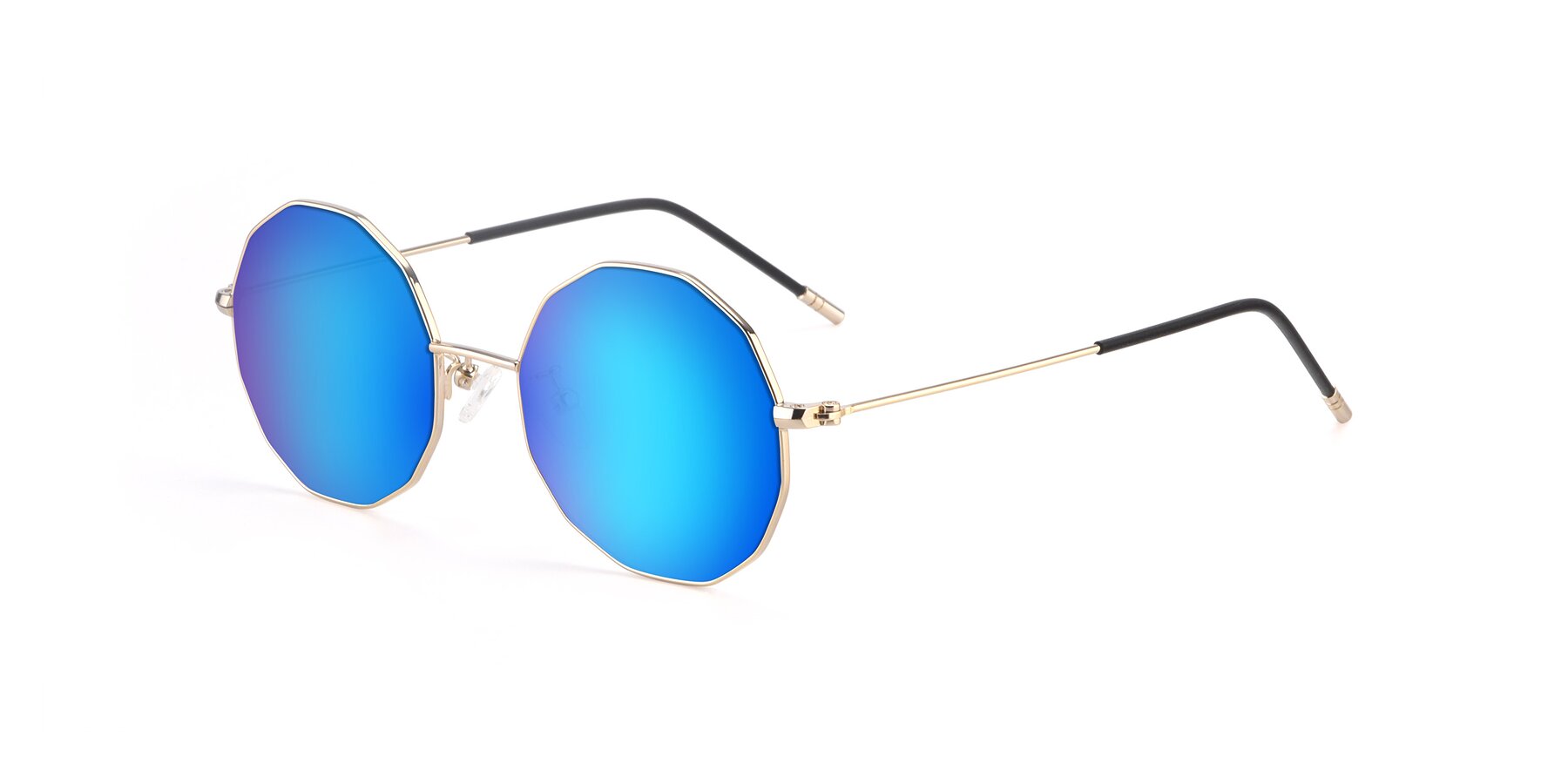 Angle of Dreamer in Gold with Blue Mirrored Lenses