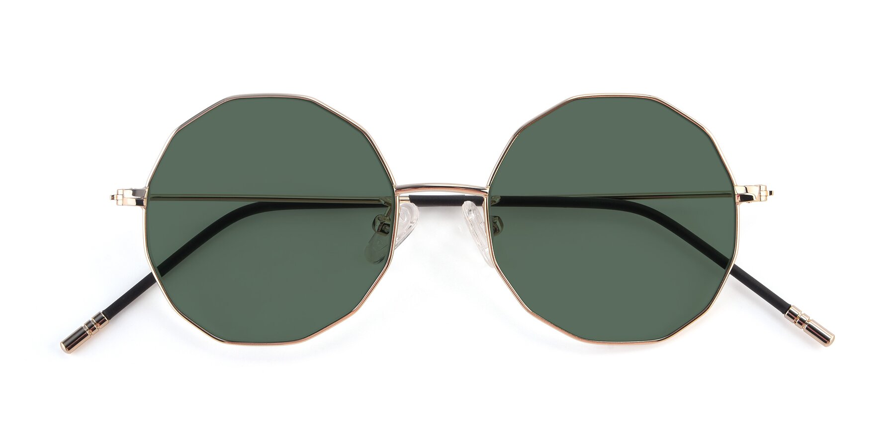 Folded Front of Dreamer in Gold with Green Polarized Lenses
