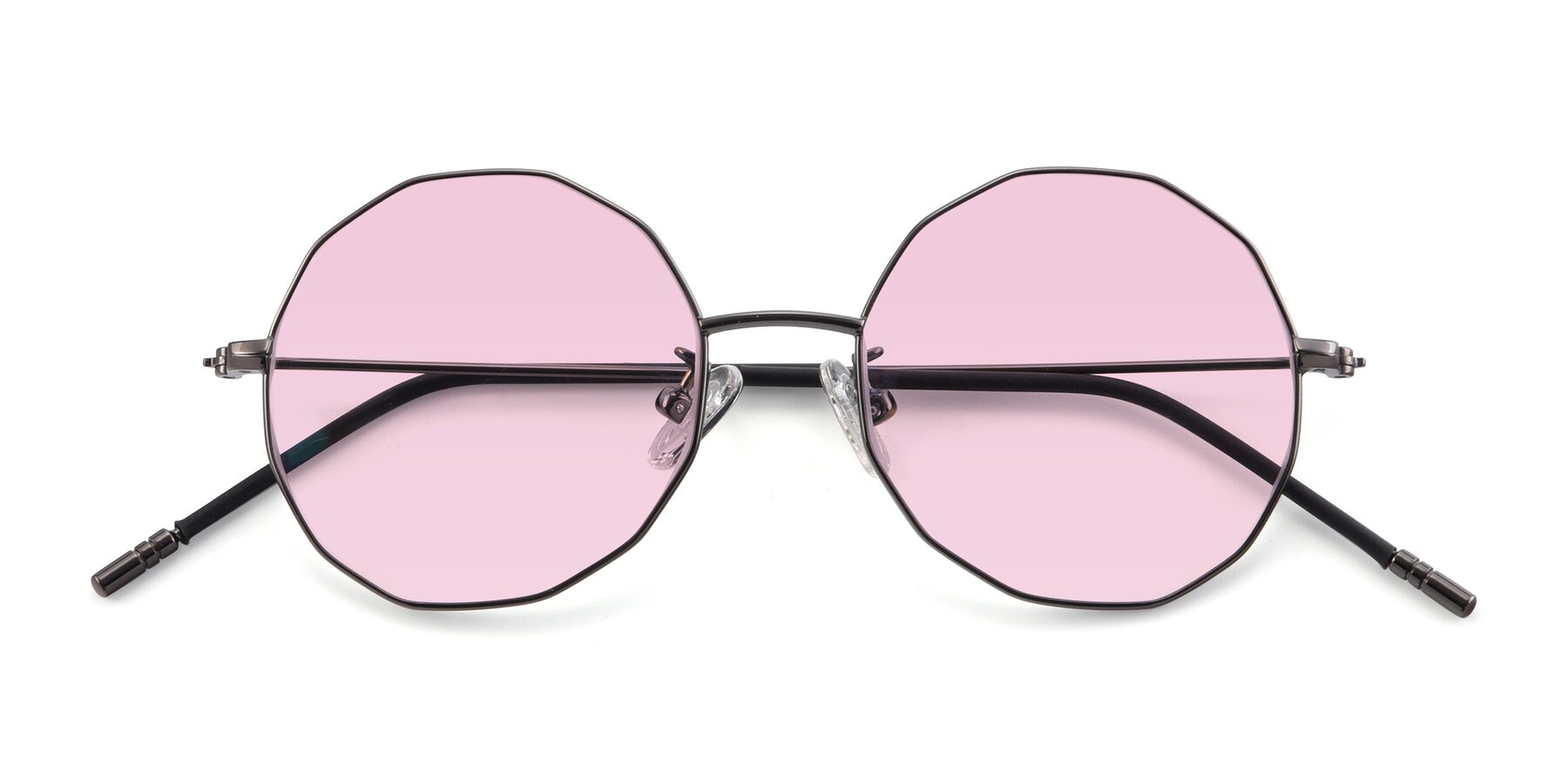 Folded Front of Dreamer in Gunmetal with Light Pink Tinted Lenses