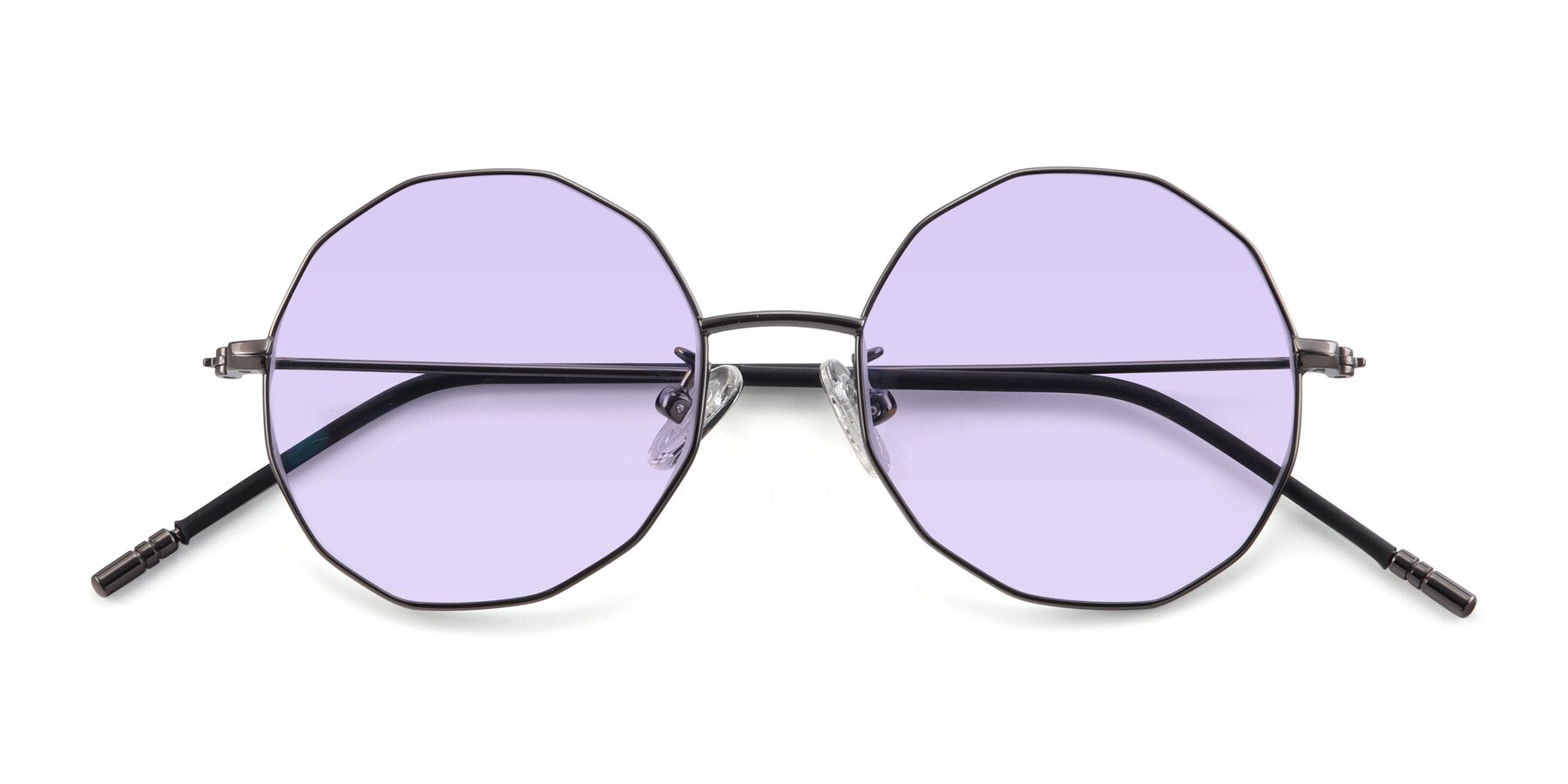 Folded Front of Dreamer in Gunmetal with Light Purple Tinted Lenses