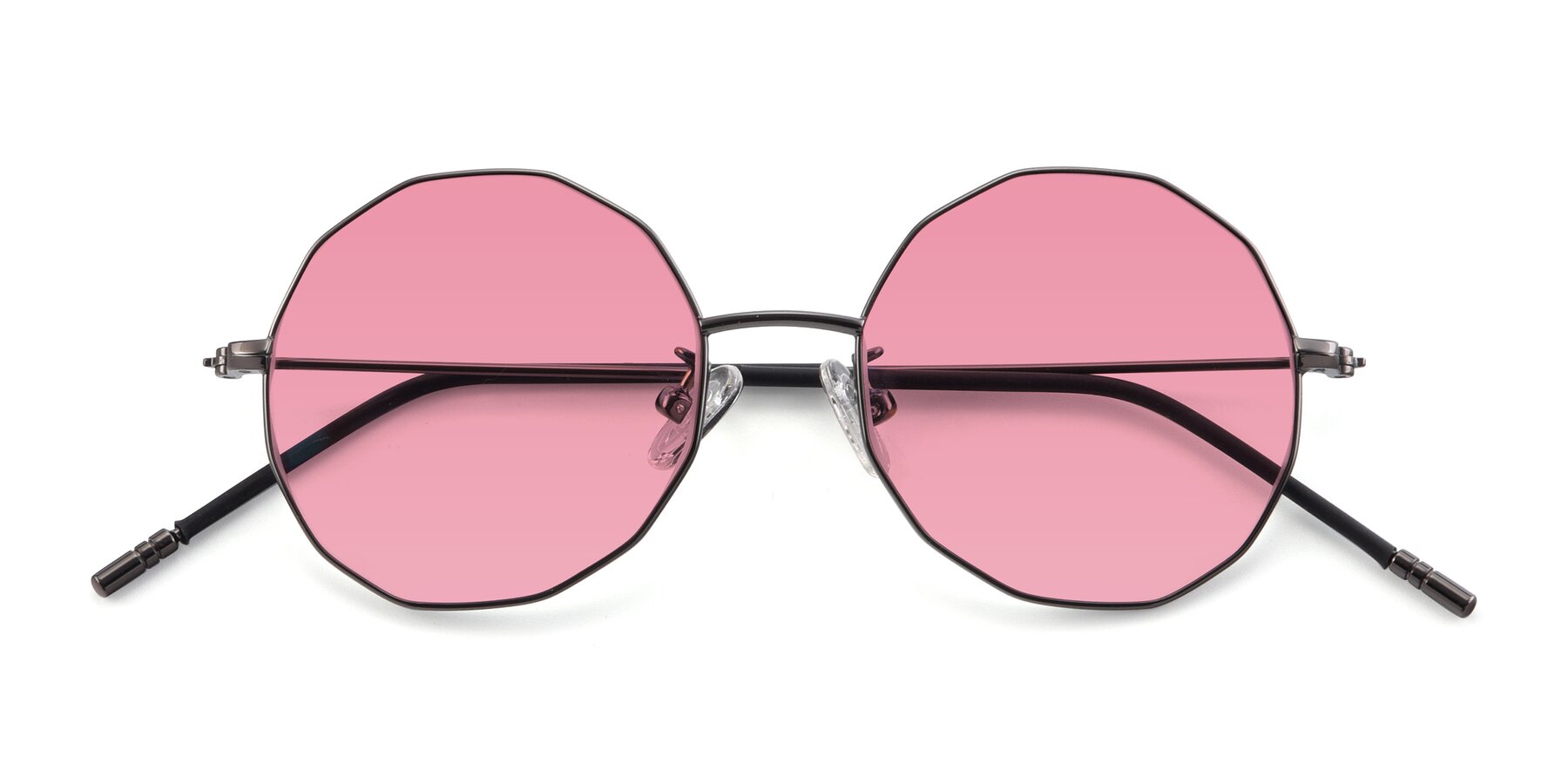 Folded Front of Dreamer in Gunmetal with Pink Tinted Lenses