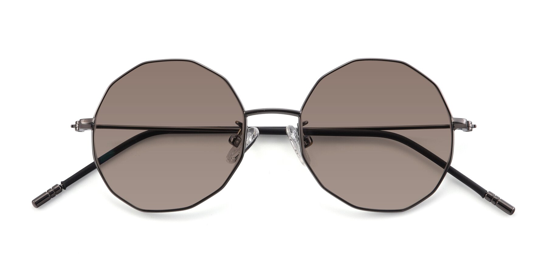 Folded Front of Dreamer in Gunmetal with Medium Brown Tinted Lenses
