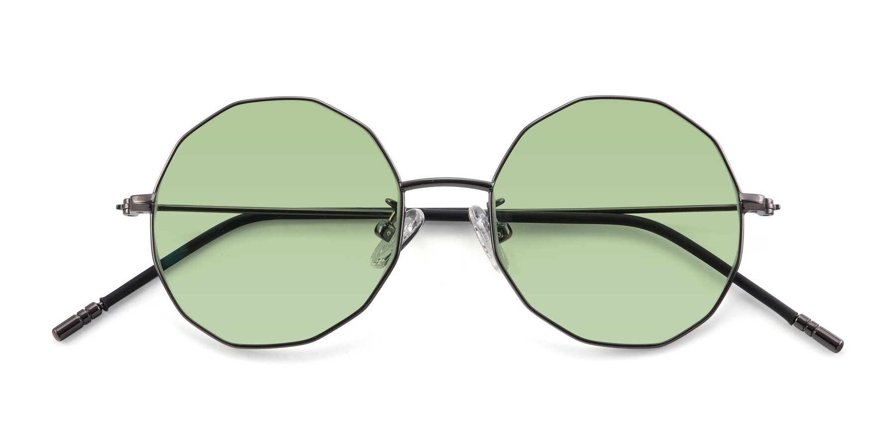 Folded Front of Dreamer in Gunmetal with Medium Green Tinted Lenses