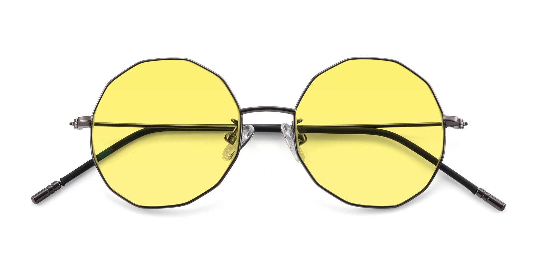 Folded Front of Dreamer in Gunmetal with Medium Yellow Tinted Lenses