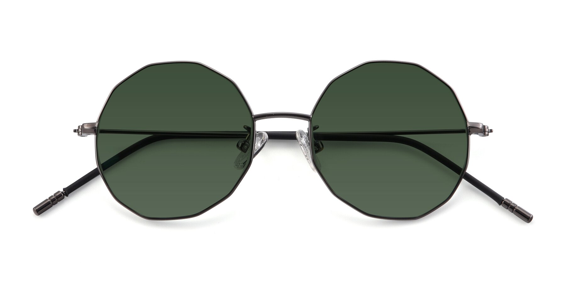Folded Front of Dreamer in Gunmetal with Green Tinted Lenses