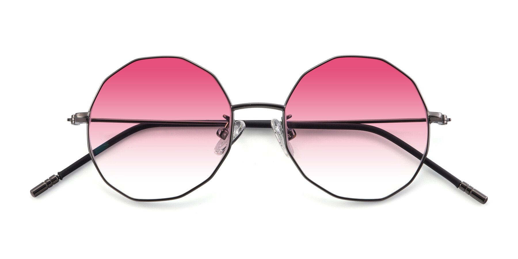 Folded Front of Dreamer in Gunmetal with Pink Gradient Lenses