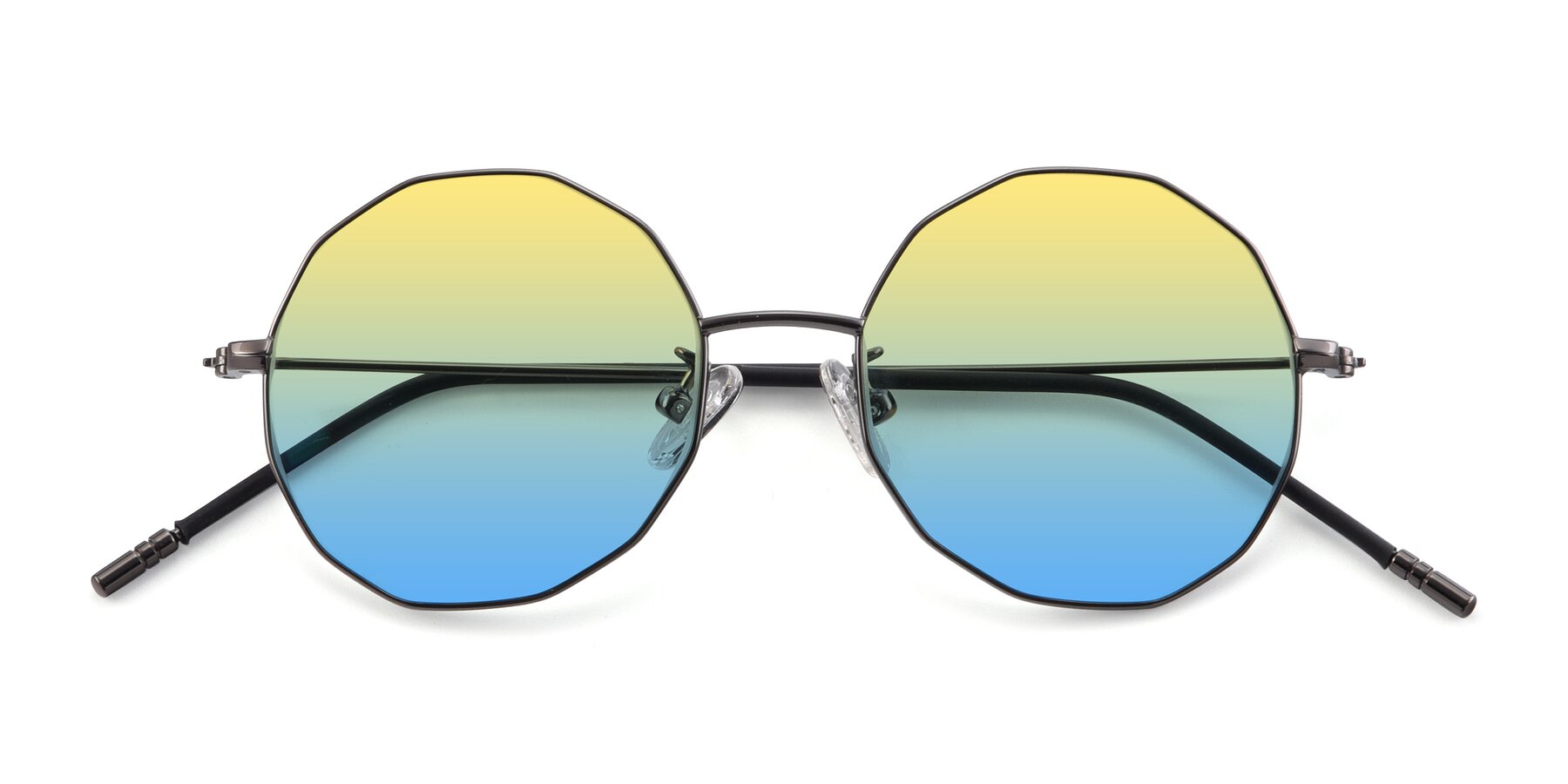 Folded Front of Dreamer in Gunmetal with Yellow / Blue Gradient Lenses