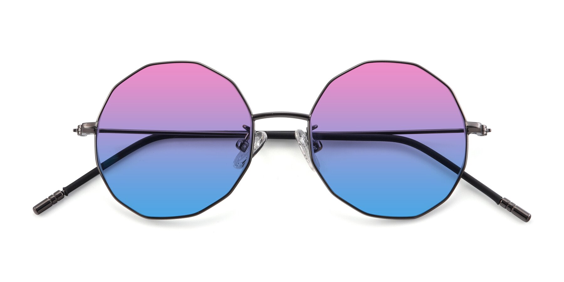 Folded Front of Dreamer in Gunmetal with Pink / Blue Gradient Lenses