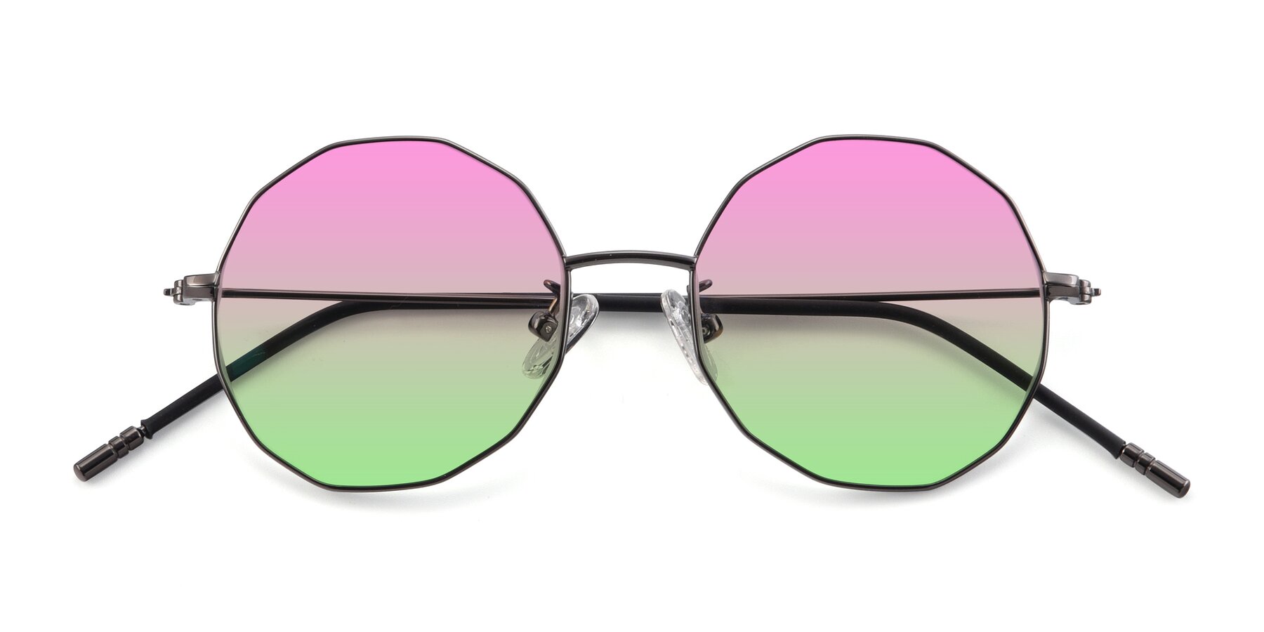 Folded Front of Dreamer in Gunmetal with Pink / Green Gradient Lenses