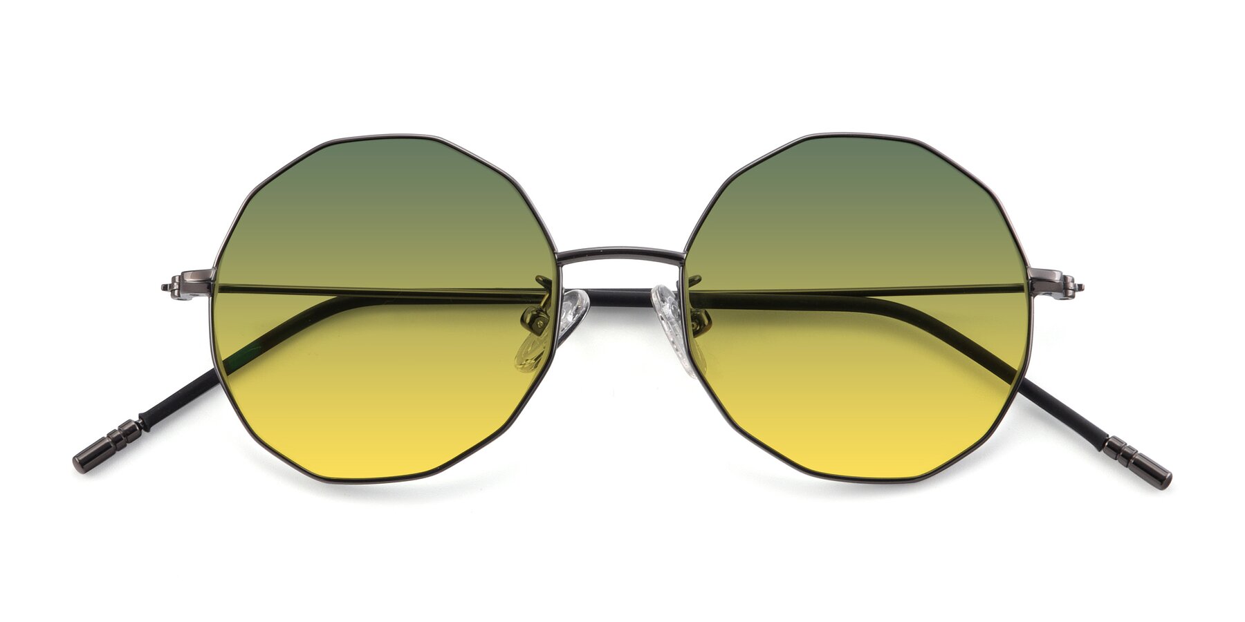 Folded Front of Dreamer in Gunmetal with Green / Yellow Gradient Lenses