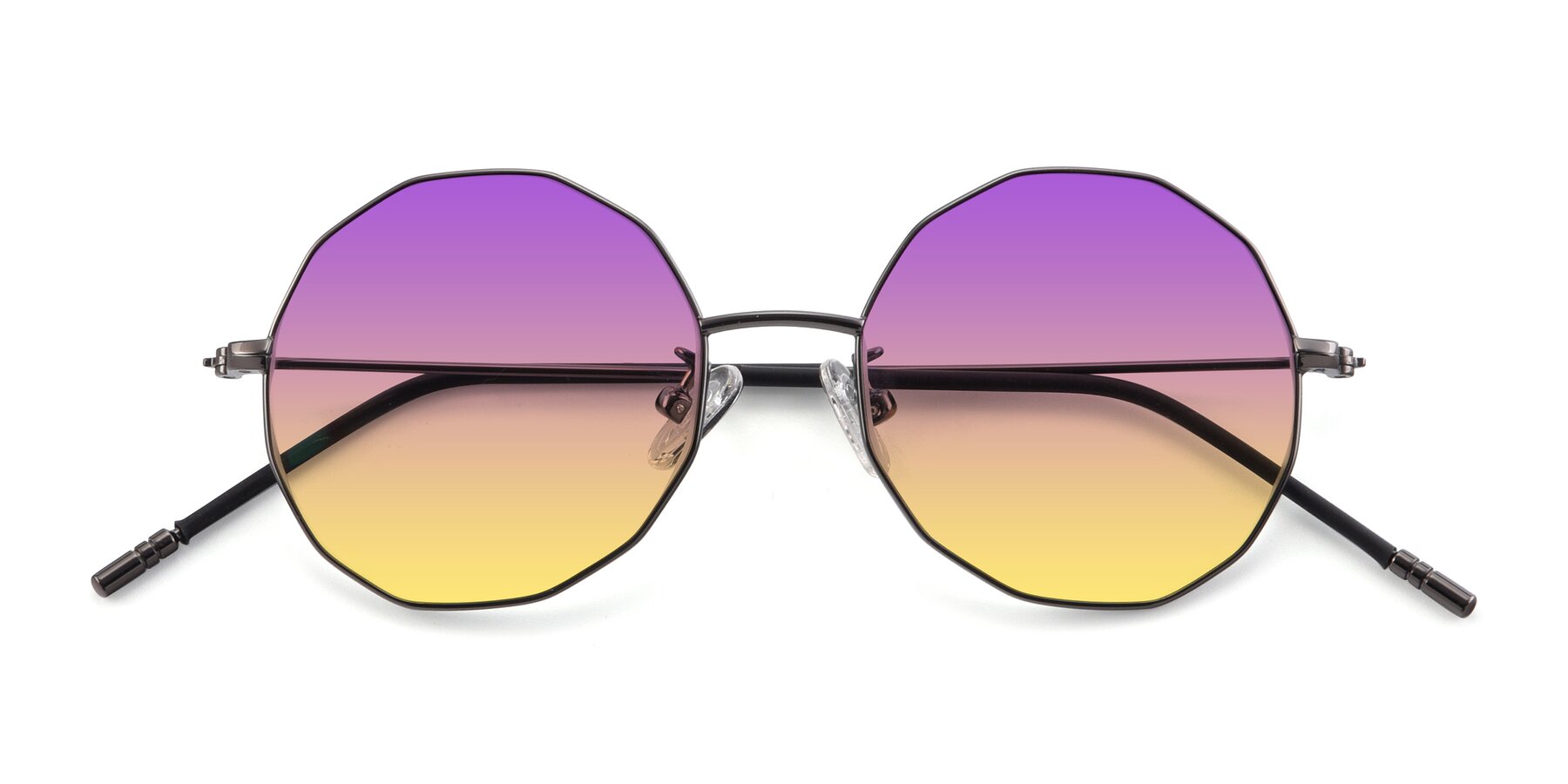 Folded Front of Dreamer in Gunmetal with Purple / Yellow Gradient Lenses