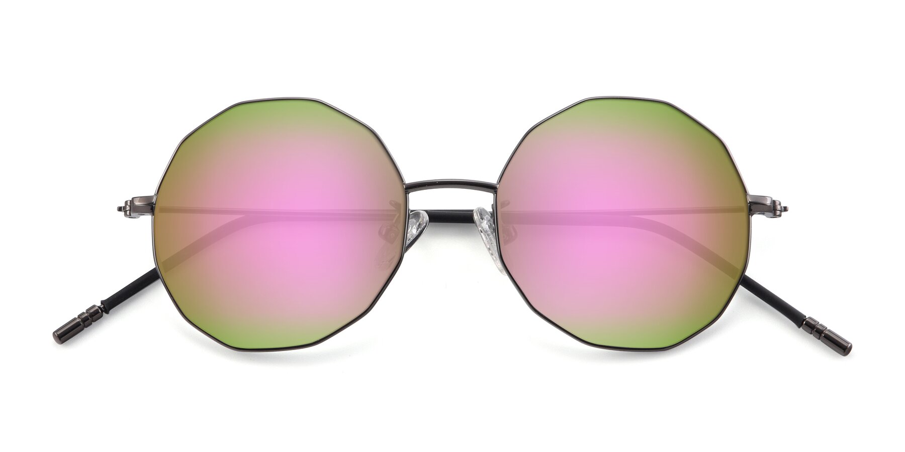 Folded Front of Dreamer in Gunmetal with Pink Mirrored Lenses