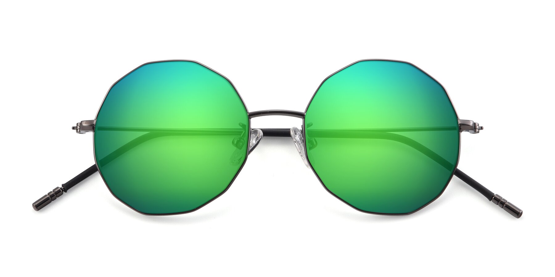 Folded Front of Dreamer in Gunmetal with Green Mirrored Lenses