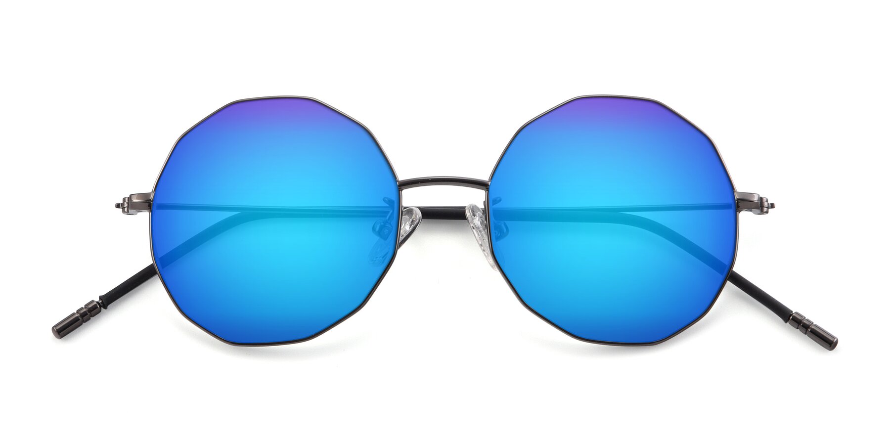 Folded Front of Dreamer in Gunmetal with Blue Mirrored Lenses