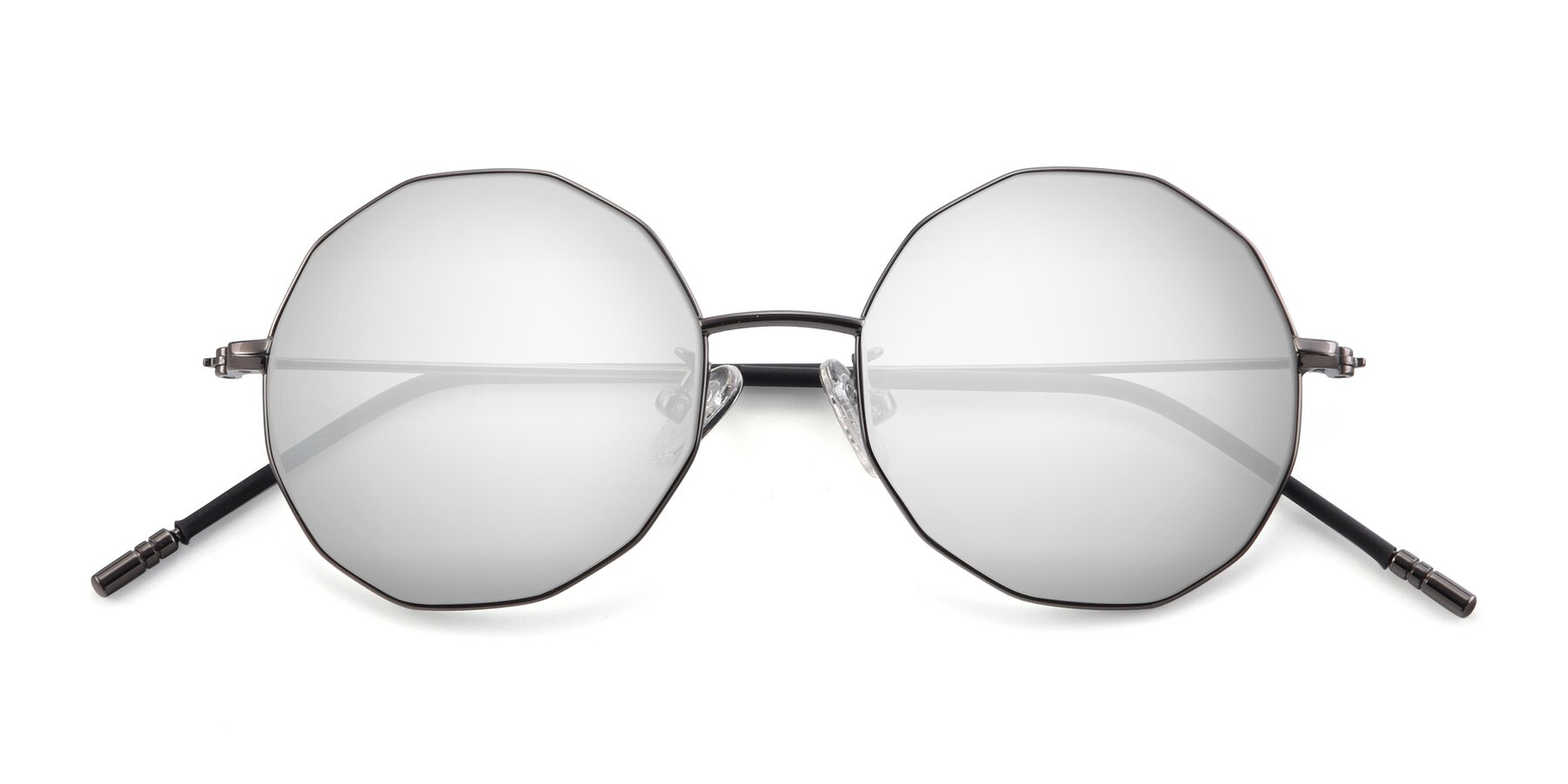 Folded Front of Dreamer in Gunmetal with Silver Mirrored Lenses