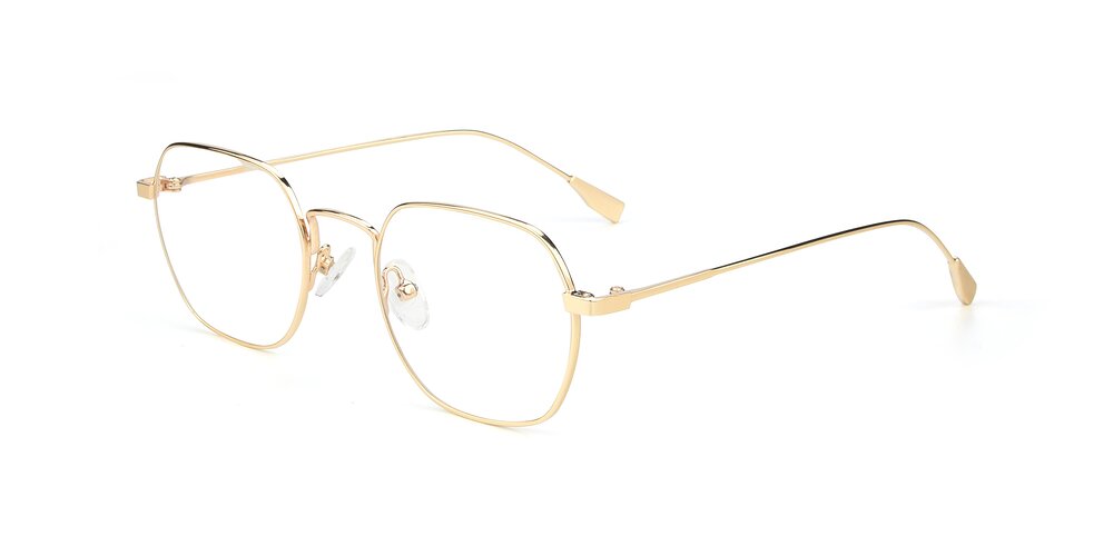 Gold Narrow Metal Geometric Blue Light Glasses - 9398