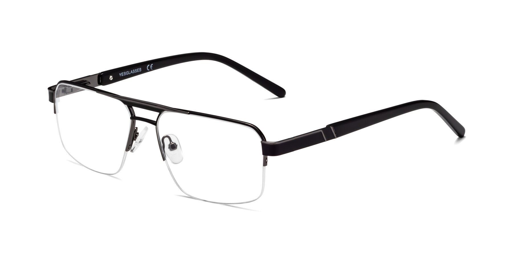 Angle of 19004 in Black-Gunmetal with Clear Eyeglass Lenses