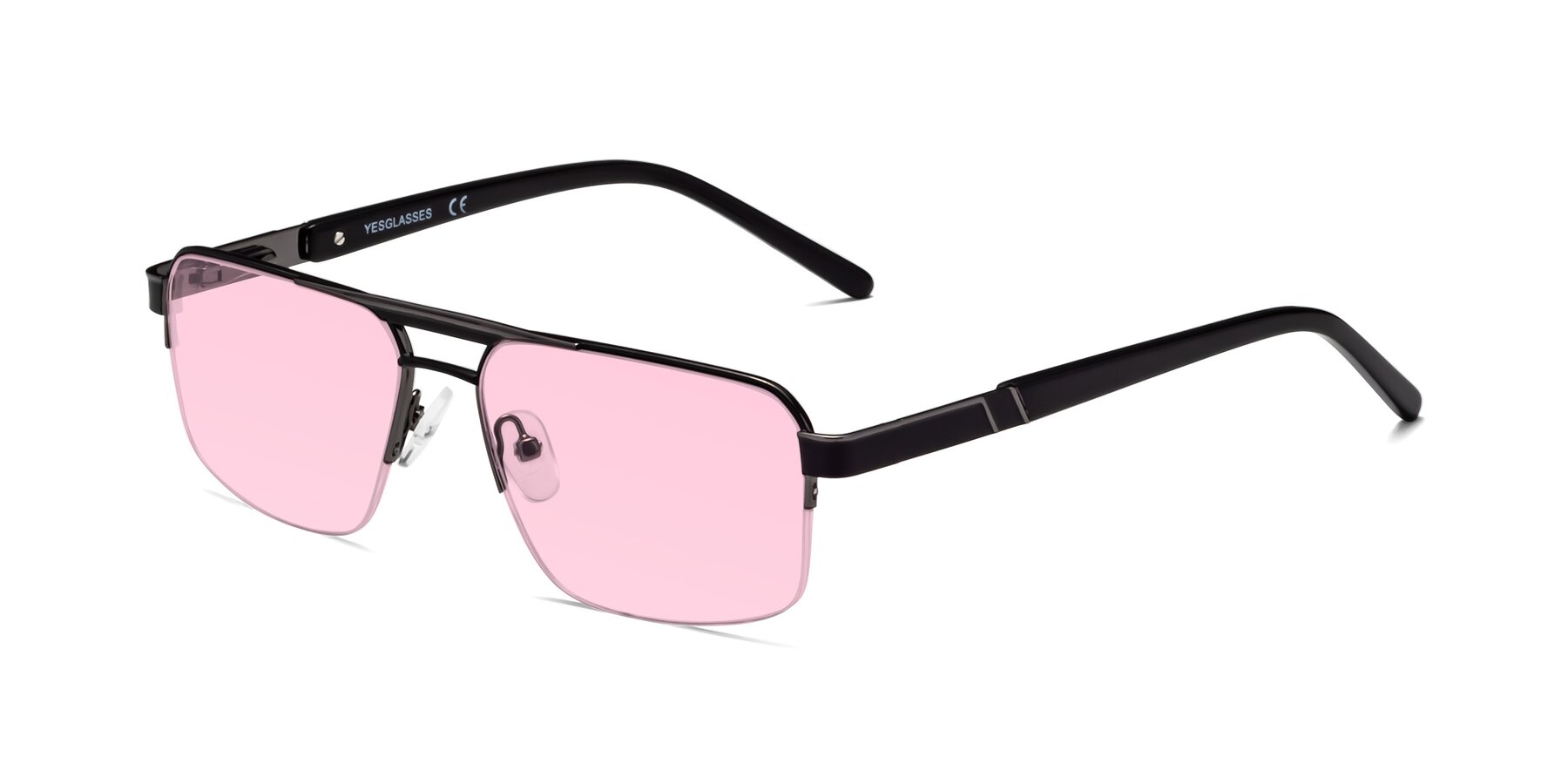 Angle of Chino in Black-Gunmetal with Light Pink Tinted Lenses