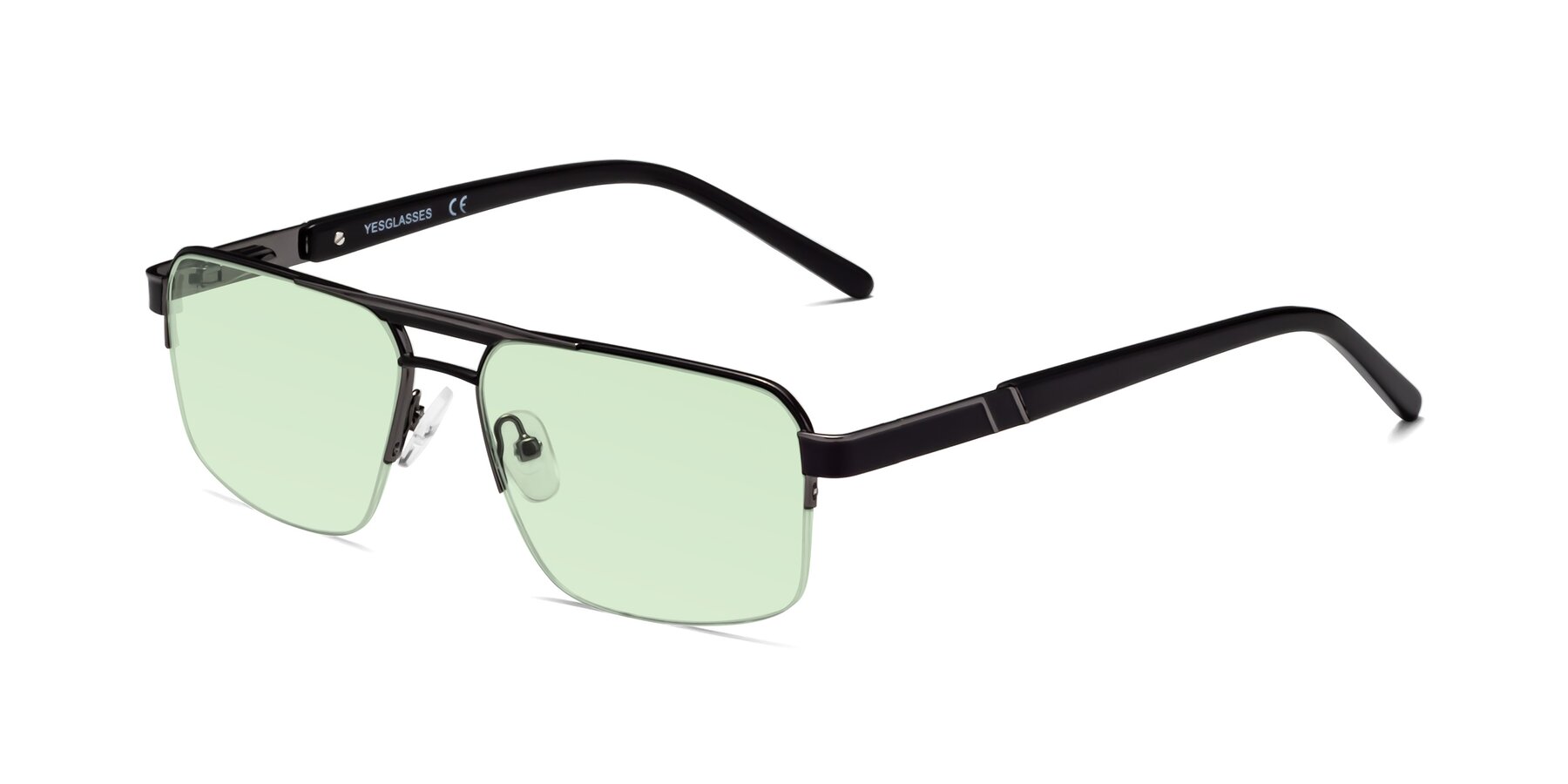 Angle of Chino in Black-Gunmetal with Light Green Tinted Lenses