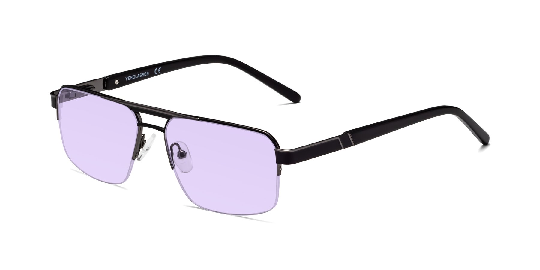 Angle of Chino in Black-Gunmetal with Light Purple Tinted Lenses