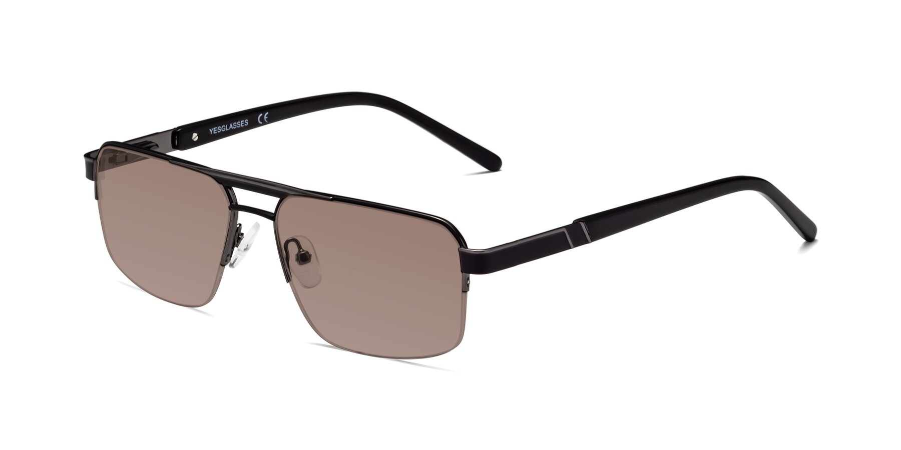 Angle of Chino in Black-Gunmetal with Medium Brown Tinted Lenses