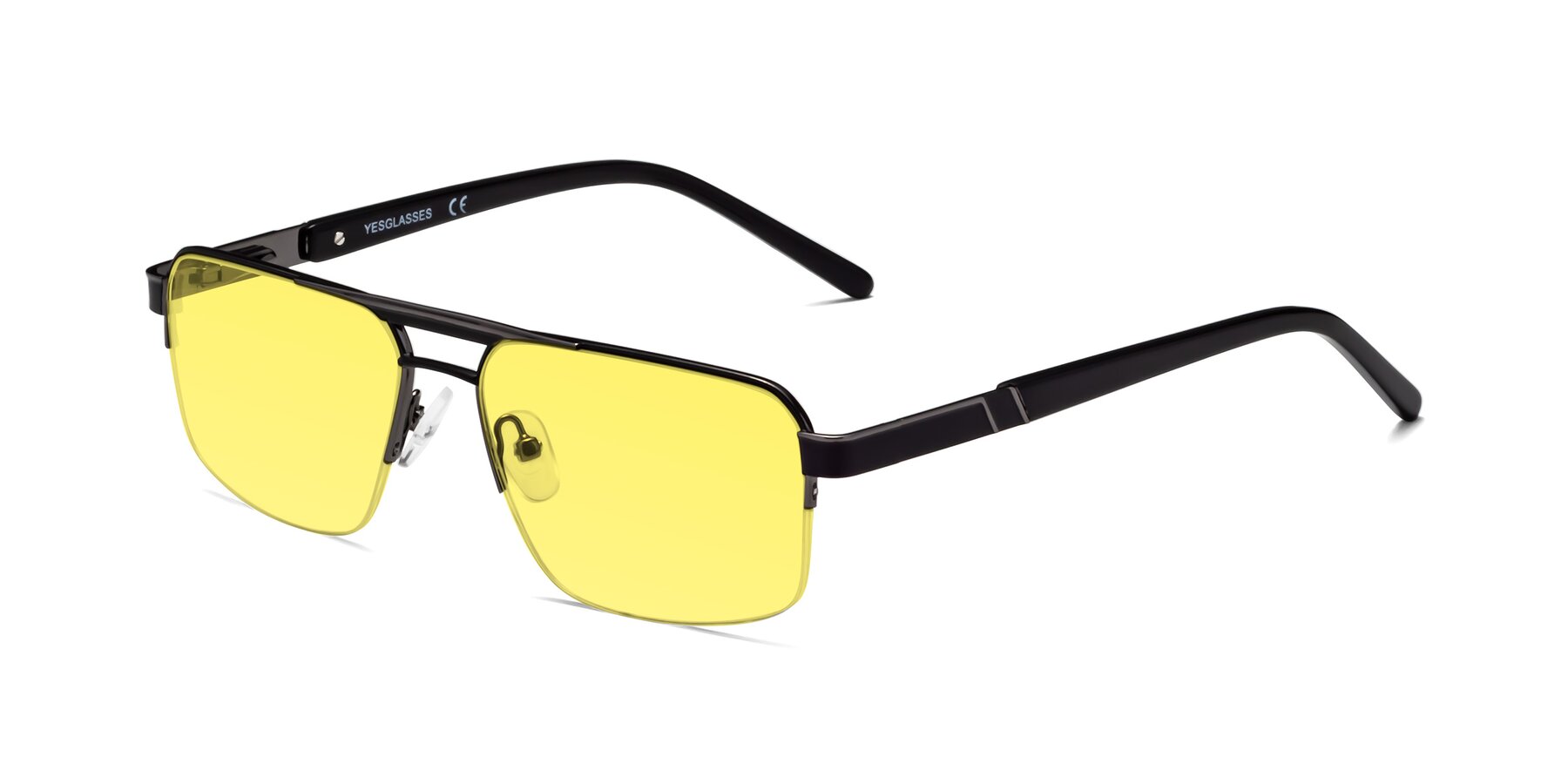 Angle of Chino in Black-Gunmetal with Medium Yellow Tinted Lenses