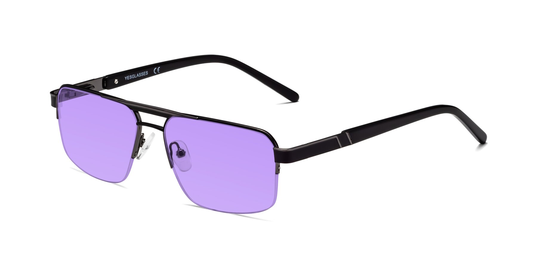 Angle of Chino in Black-Gunmetal with Medium Purple Tinted Lenses