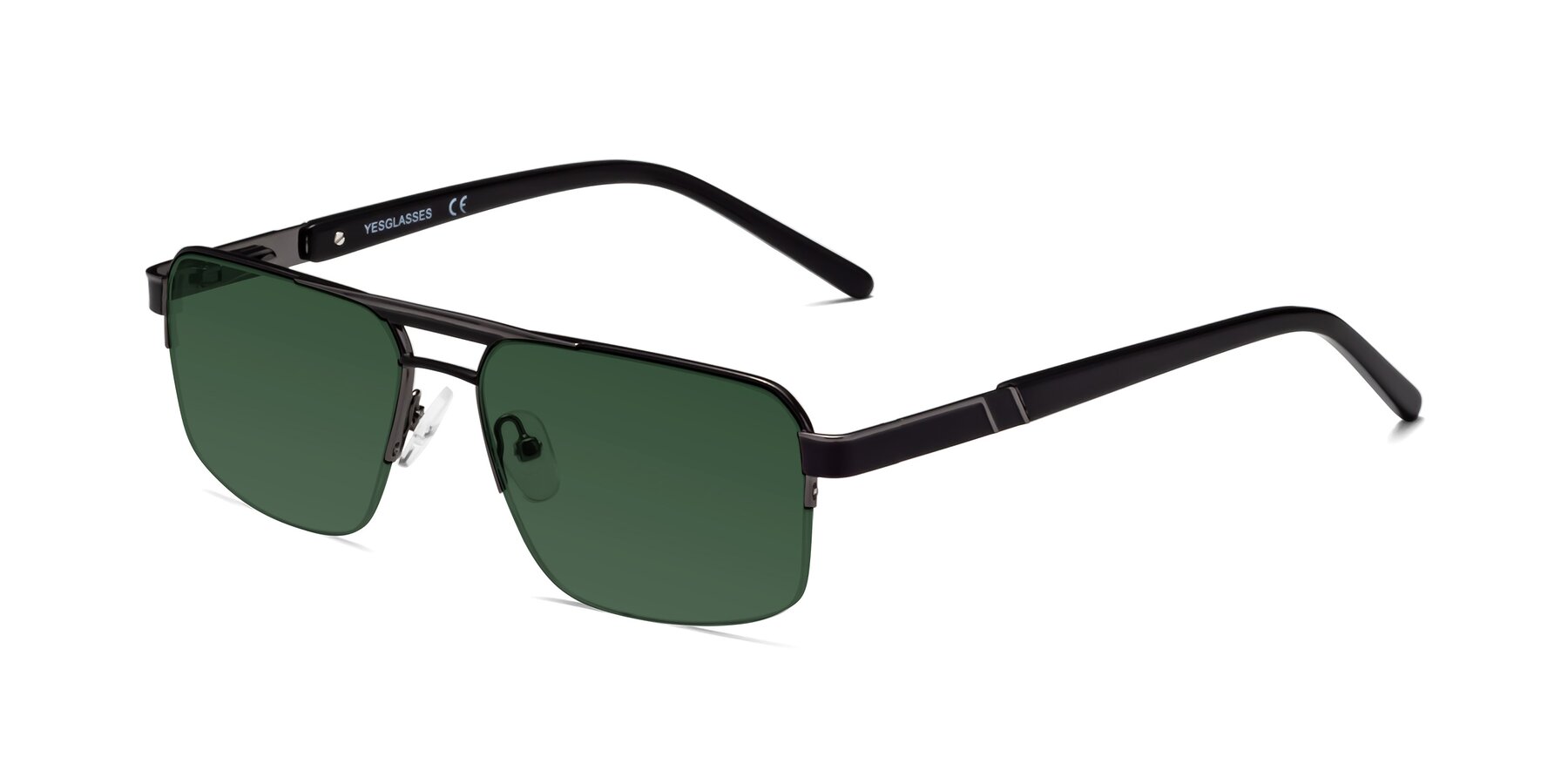 Angle of Chino in Black-Gunmetal with Green Tinted Lenses