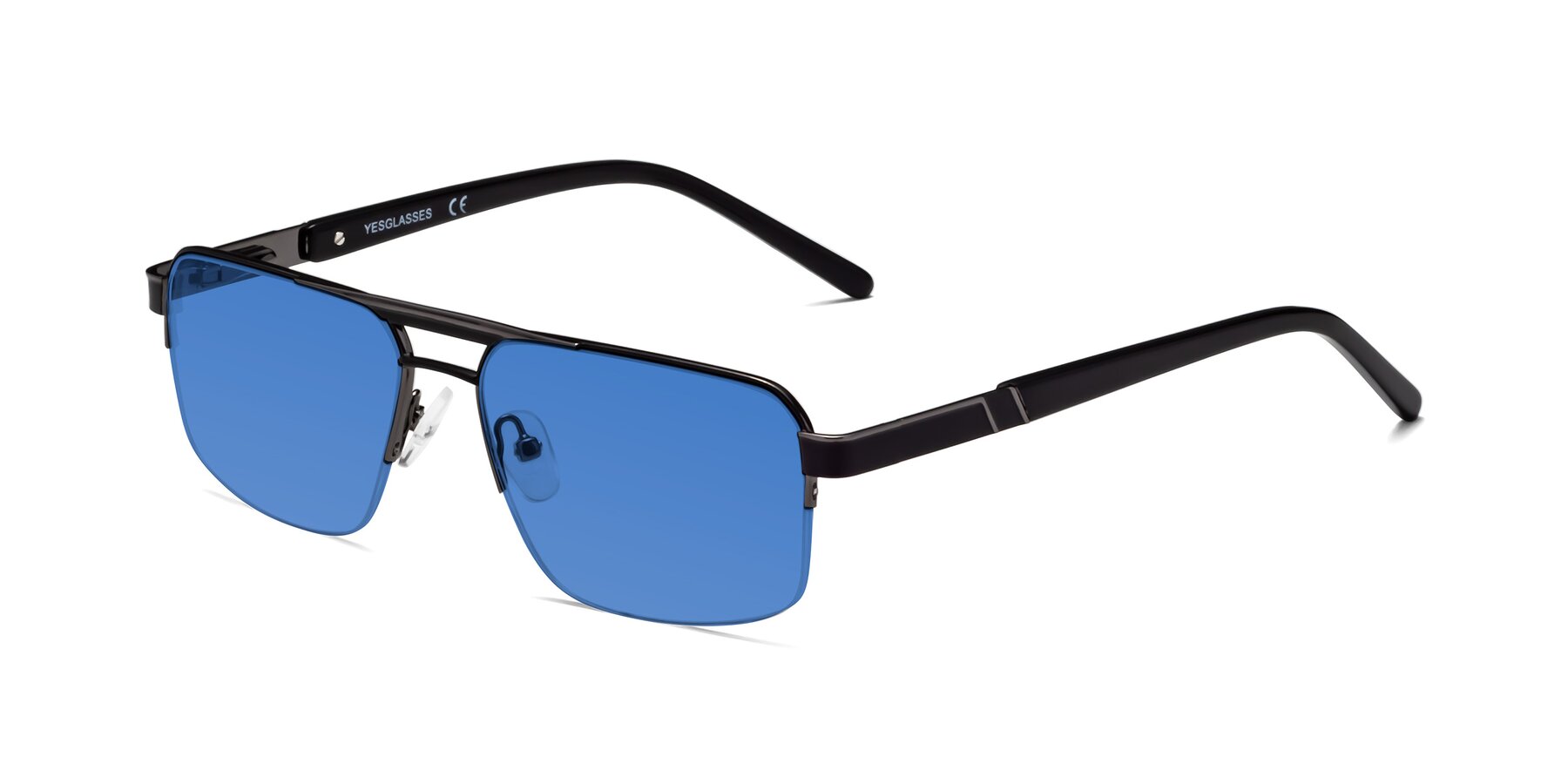 Angle of Chino in Black-Gunmetal with Blue Tinted Lenses