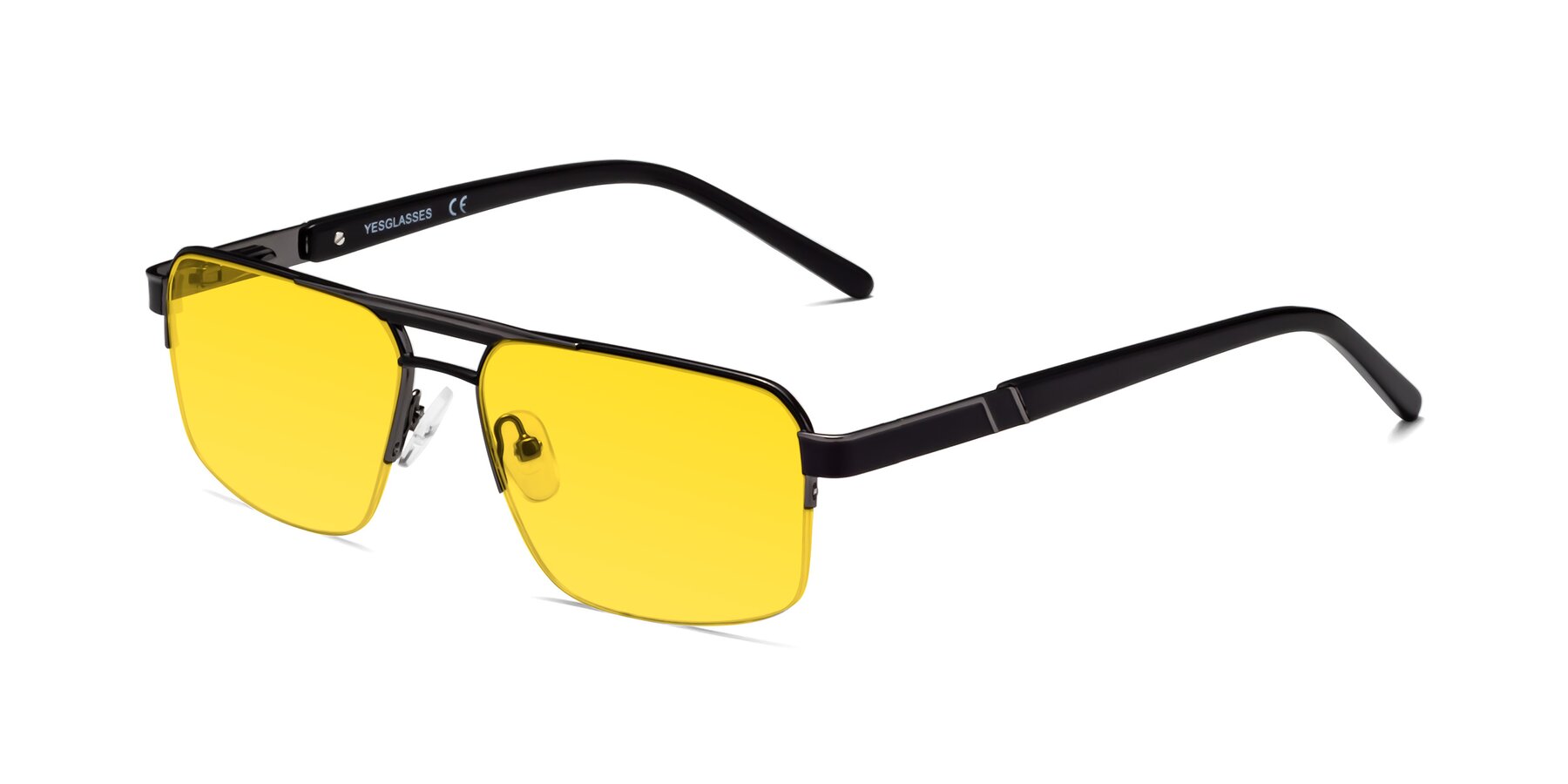 Angle of 19004 in Black-Gunmetal with Yellow Tinted Lenses