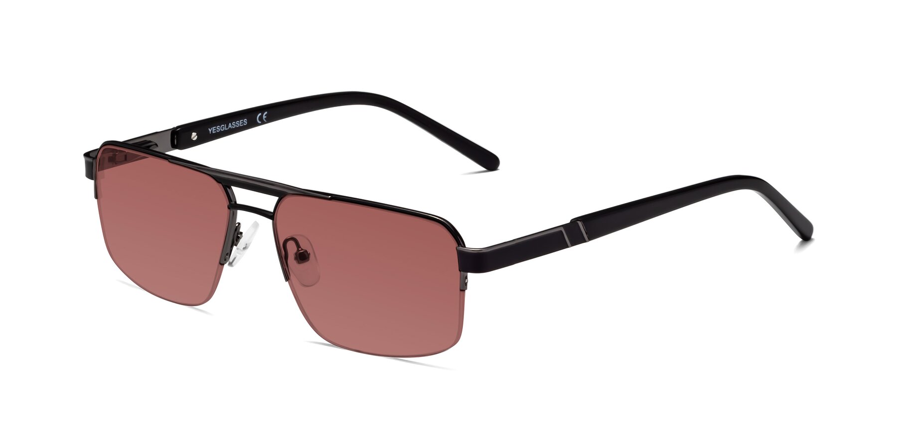 Angle of Chino in Black-Gunmetal with Garnet Tinted Lenses