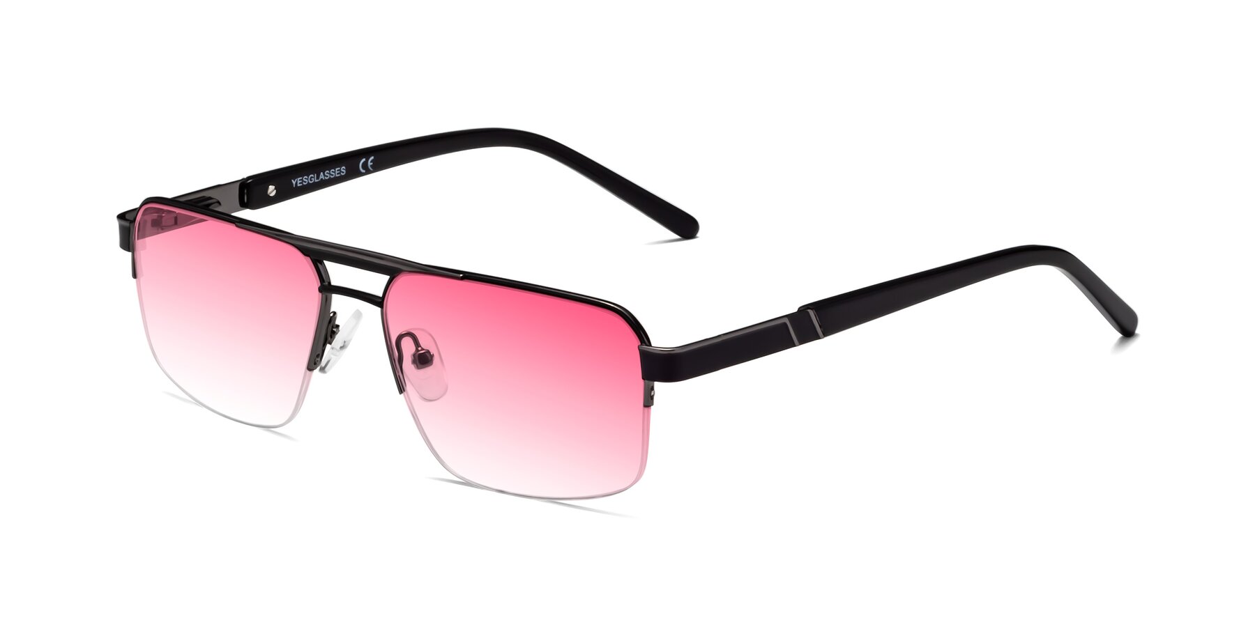 Angle of 19004 in Black-Gunmetal with Pink Gradient Lenses