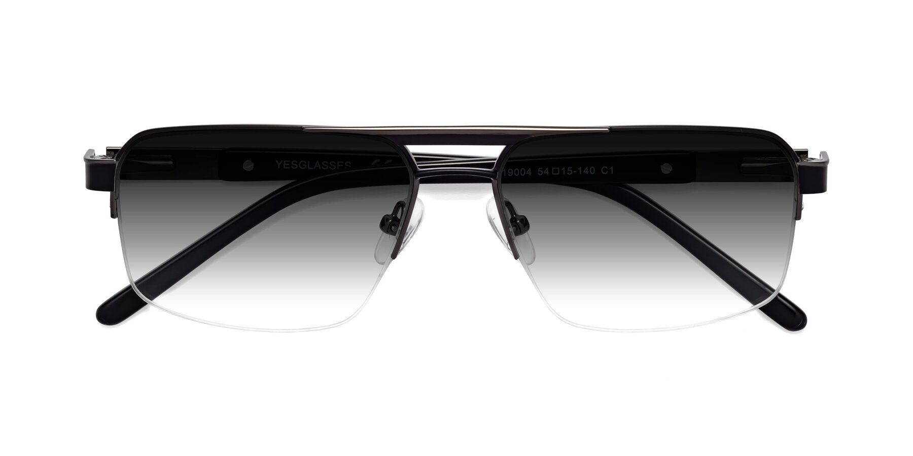 Folded Front of 19004 in Black-Gunmetal with Gray Gradient Lenses