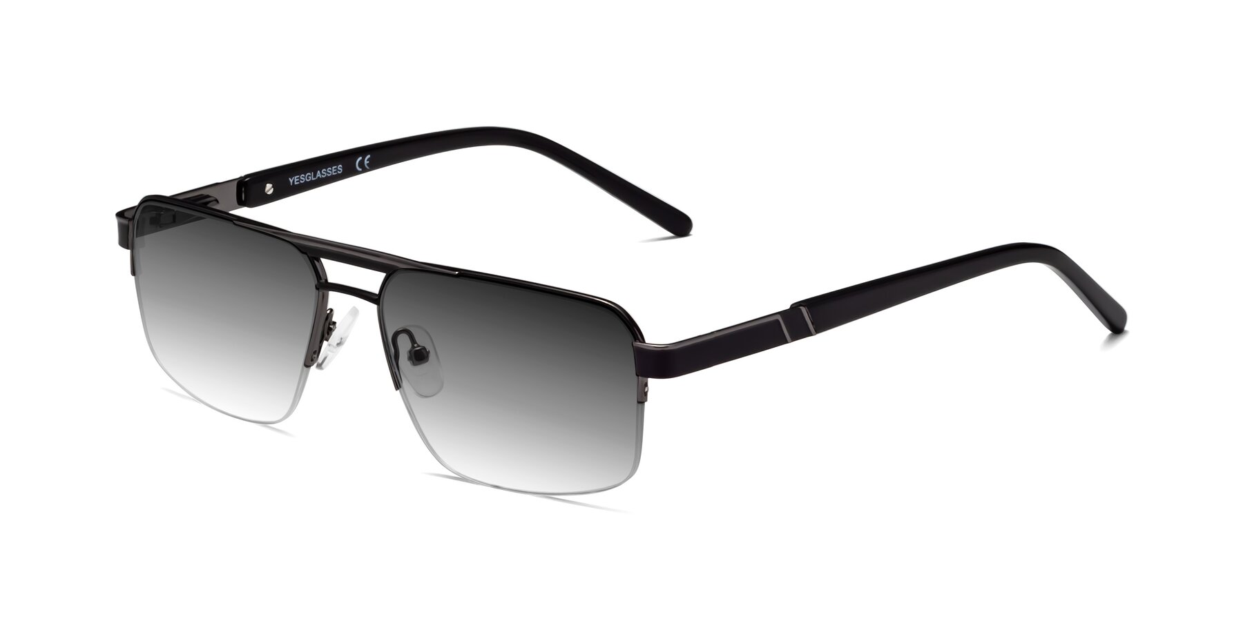 Angle of 19004 in Black-Gunmetal with Gray Gradient Lenses