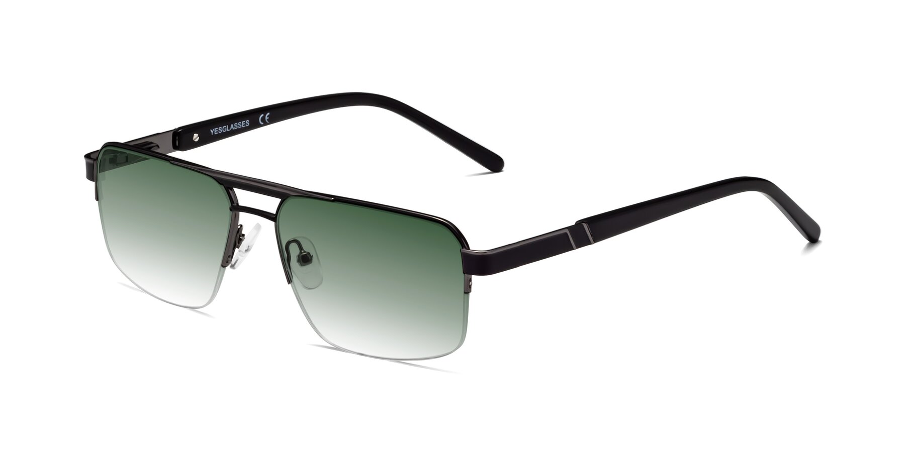 Angle of Chino in Black-Gunmetal with Green Gradient Lenses