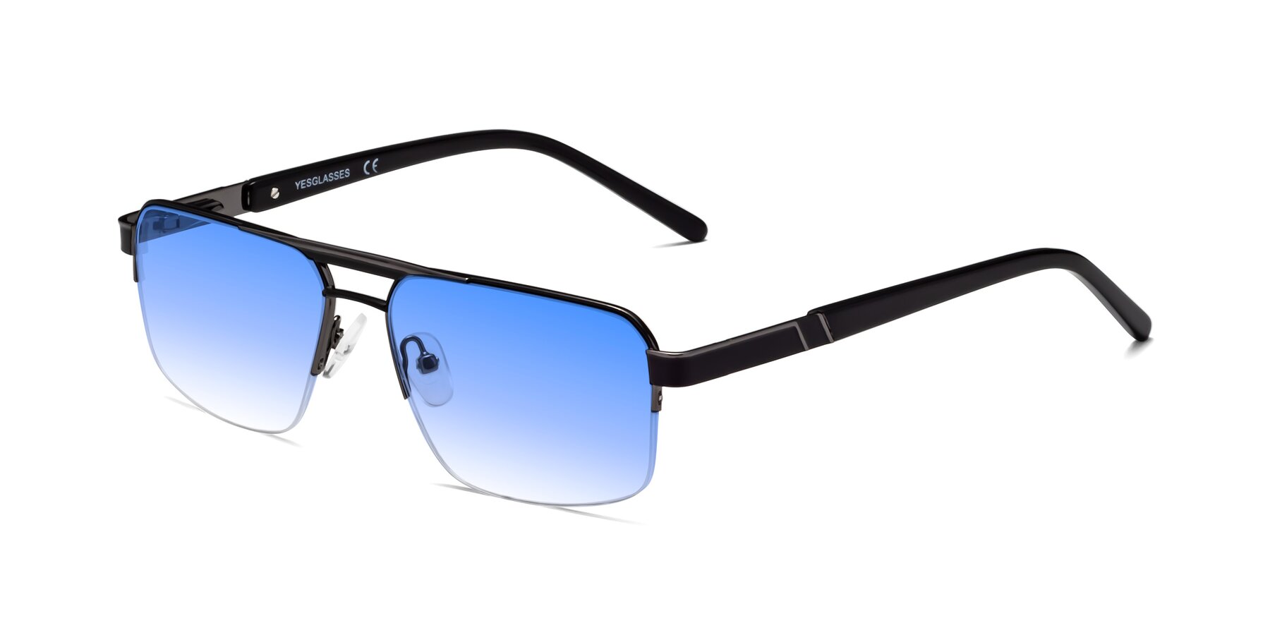 Angle of Chino in Black-Gunmetal with Blue Gradient Lenses