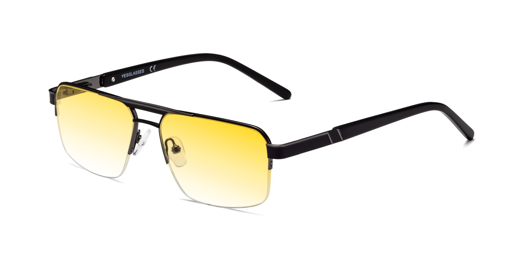 Angle of Chino in Black-Gunmetal with Yellow Gradient Lenses