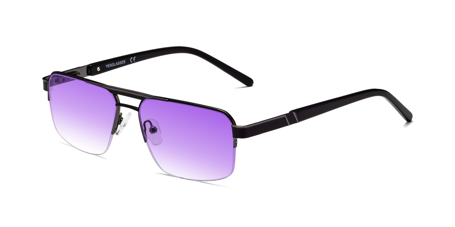 Angle of 19004 in Black-Gunmetal with Purple Gradient Lenses