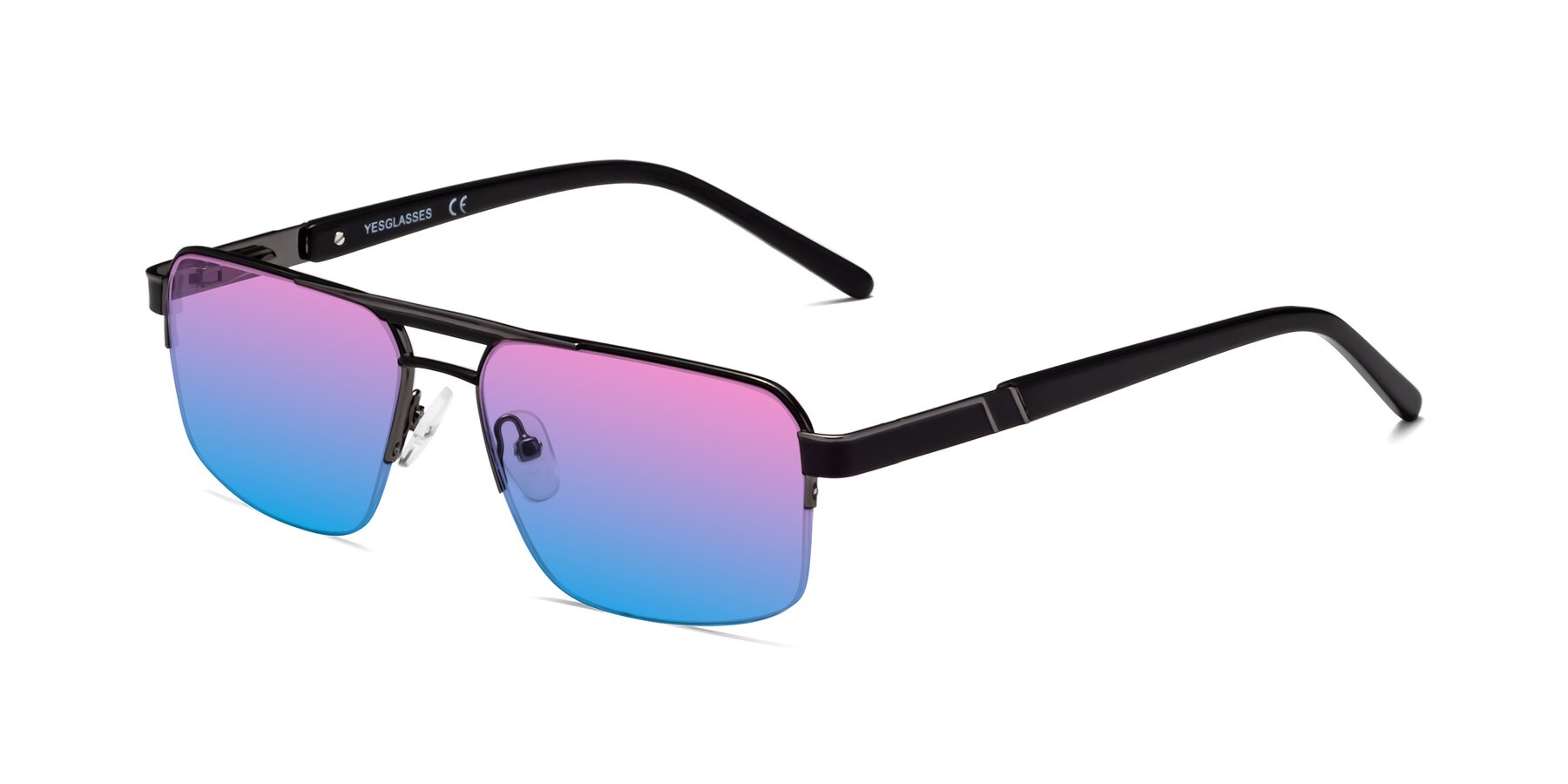 Angle of 19004 in Black-Gunmetal with Pink / Blue Gradient Lenses