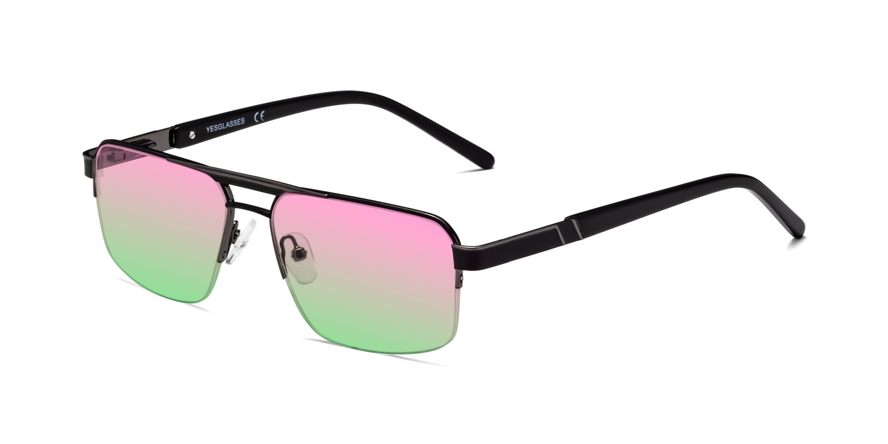 Angle of 19004 in Black-Gunmetal with Pink / Green Gradient Lenses