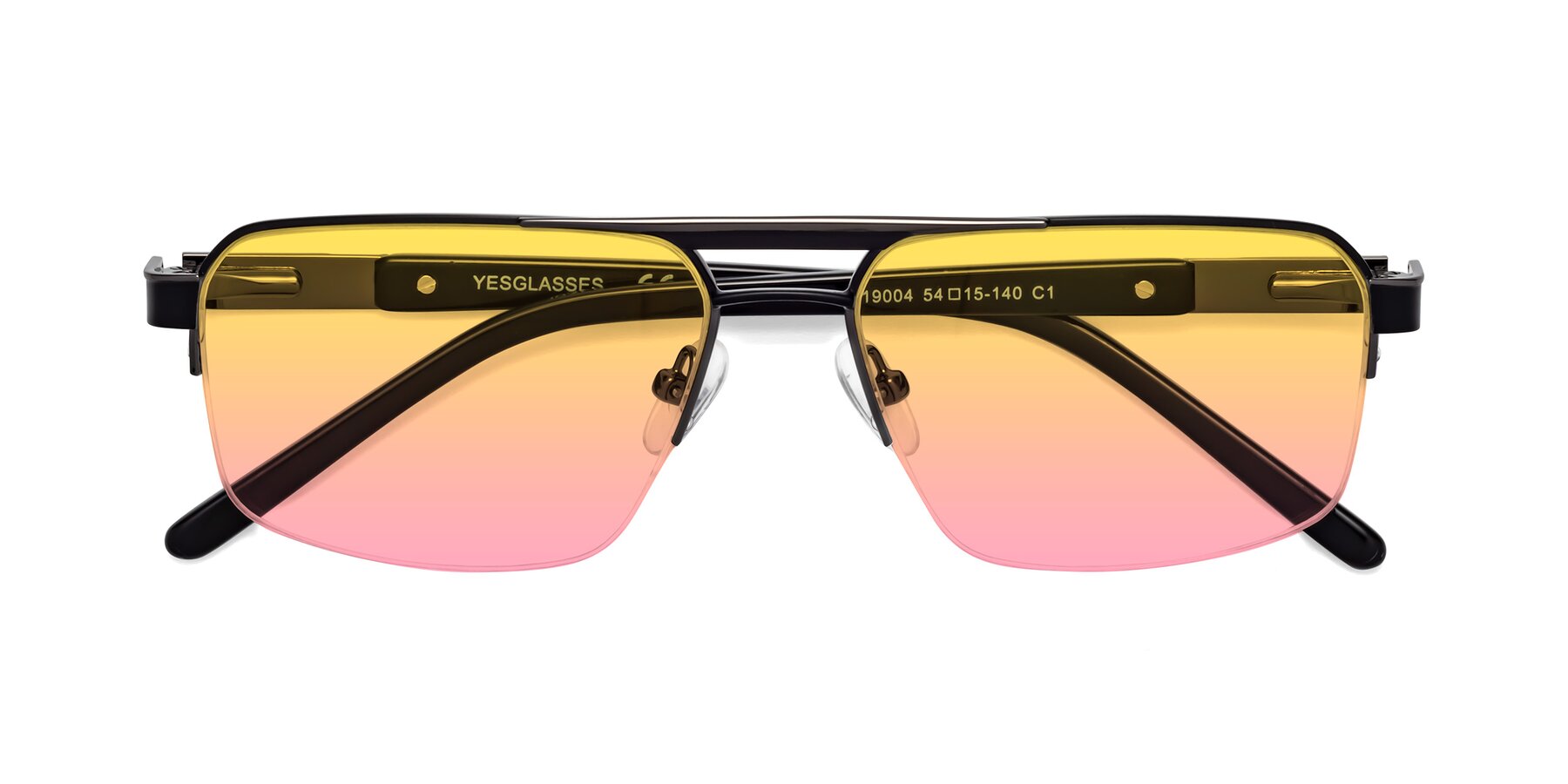 Folded Front of Chino in Black-Gunmetal with Yellow / Pink Gradient Lenses