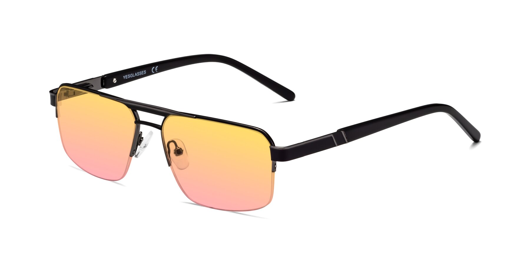 Angle of Chino in Black-Gunmetal with Yellow / Pink Gradient Lenses
