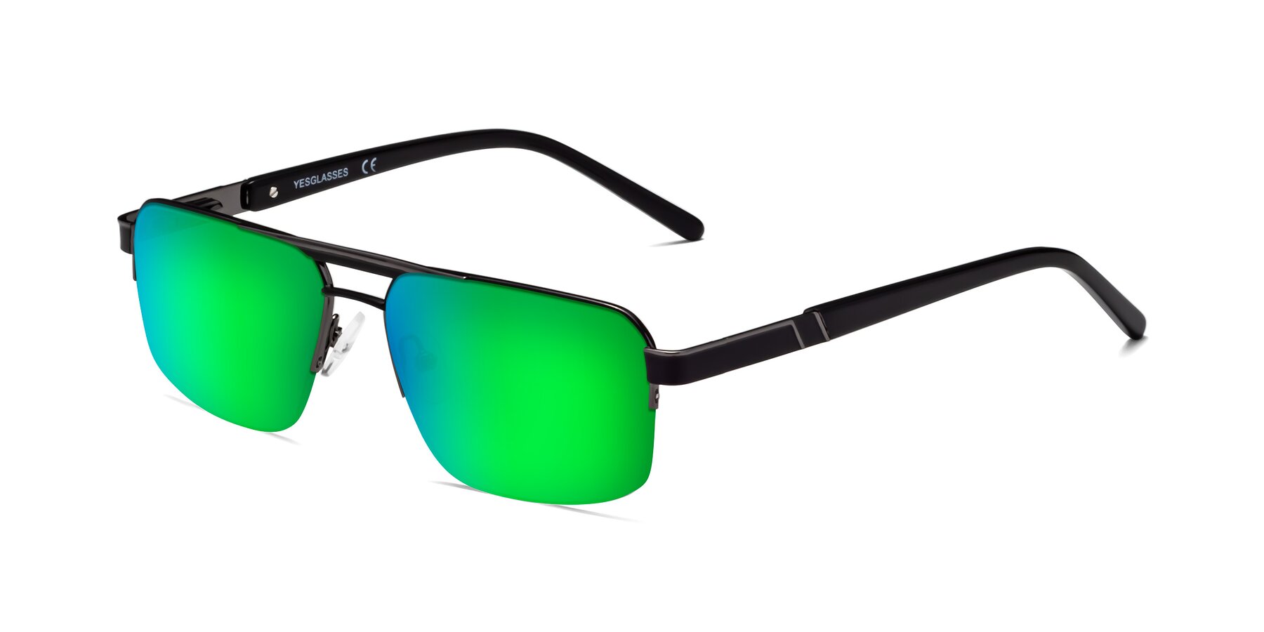 Angle of Chino in Black-Gunmetal with Green Mirrored Lenses