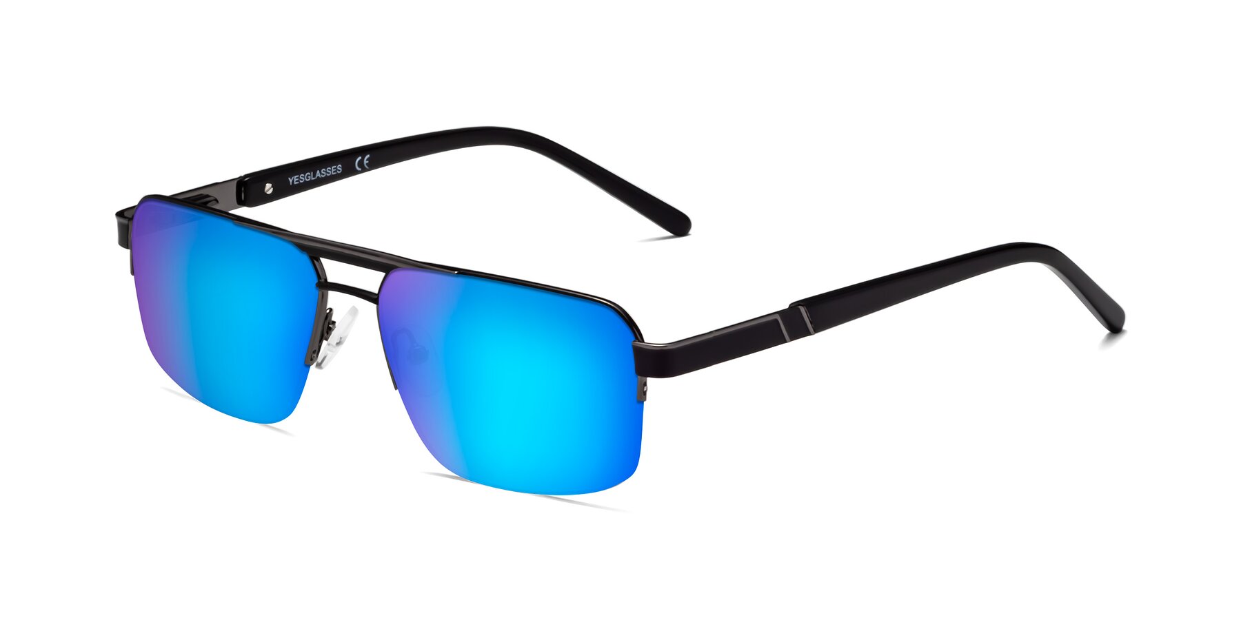 Angle of Chino in Black-Gunmetal with Blue Mirrored Lenses